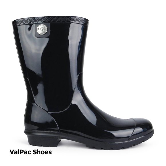 UGG Sienna Black Rain Boots w/ Fur Insole *NEW NO BOX* - Picture 2 of 5